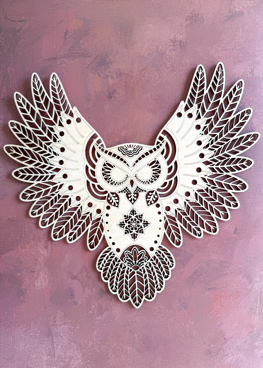 Mandala Hibou en Bois – Décoration Murale Bohème