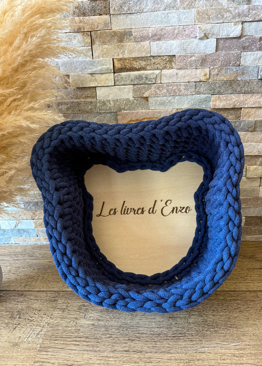 Panier tête de nounours en corde crochet pour décoration chambre bébé bohème