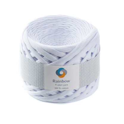 Fil T-shirt Rainbow Yarns 100 % coton pour crochet, idéal pour sacs et paniers DIY. White